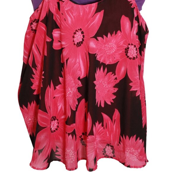 🎊3 FOR $10 TOGETHER WOMENS LARGE PINK AND BLACK FLORAL SPAGHETTI STRAP TOP - Picture 2 of 3